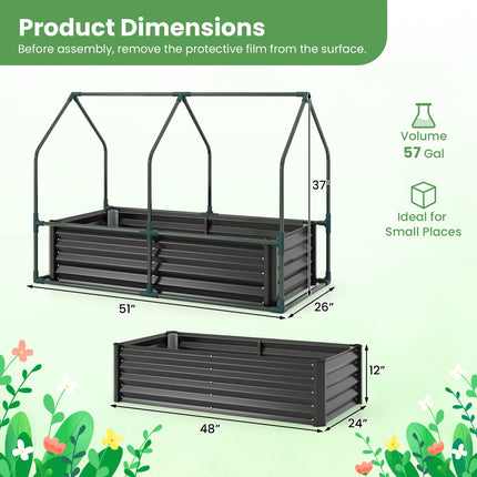 Dreamade 4x2x3 FT Galvanized Raised Garden Bed with Greenhouse Cover
