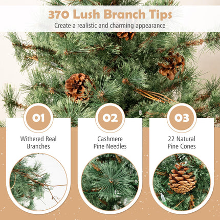 Dreamade Cashmere Christmas Tree with Pine Needles LED Lights with Bulb Cover