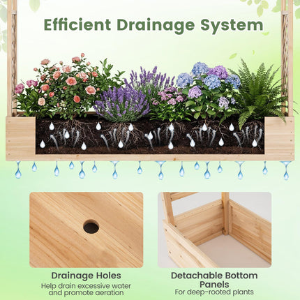 Dreamade Wooden Raised Garden Bed with Trellis & Hanging Roof