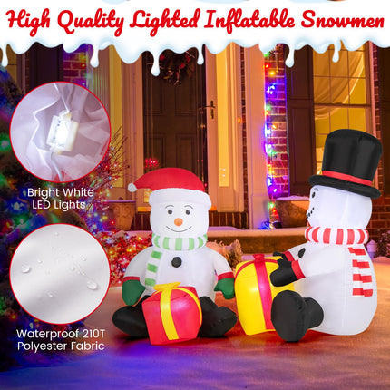 Dreamade 5FT Christmas Inflatables, LED Lighted Xmas Double Inflatable Snowmen Holding Gift Boxes