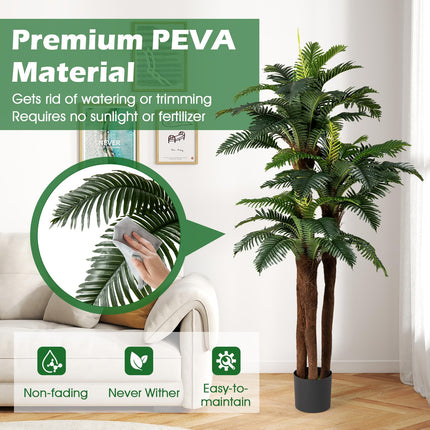 Dreamade 6.3 ft Tall Fake Tropical Plant with 45 + 3 Adjustable Leaves 3 Real Barks & Moss (2 Pack)