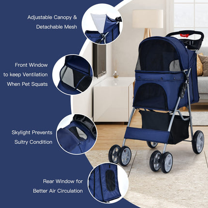 Pet Stroller for Small Medium Dogs Cats Puppy - Dreamade