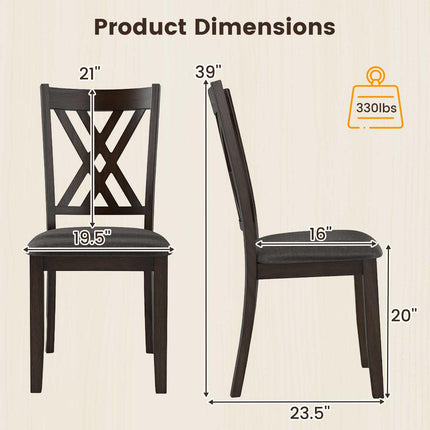 Dreamade Linen Fabric Upholstered Wooden Dining Chair Set of 2/4 with Rubber Wood Frame for Dining Room