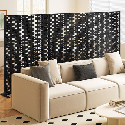 Dreamade Metal Privacy Screen 72 x 48 Inch Freestanding Fence Panel Indoor Outdoor