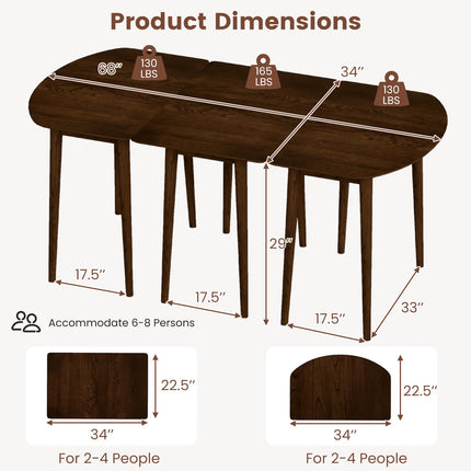 Dreamade Extendable Dining Table for 6-8 People 68" Farmhouse Kitchen Table