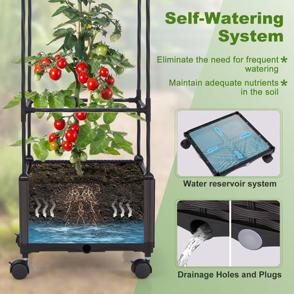 Dreamade Raised Garden Bed with Tomato Cages, 67” Adjustable Height