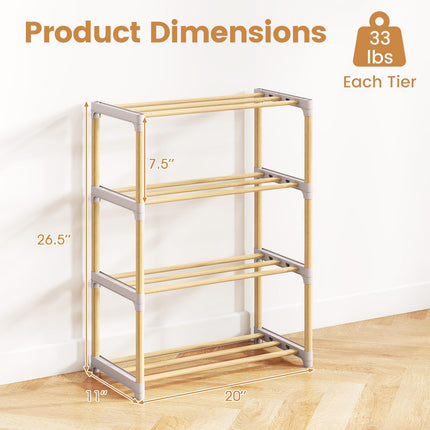 Dreamade 4-Tier Stackable Pine Wood Shoe Rack for entryway