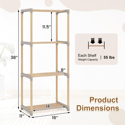 Dreamade 4-Tier Bookshelf | Pine Wood Bookcase with Open Shelves