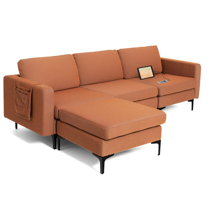 Dreamade 94.5" L Convertible Sofa Couch, 3 Seat Sectional Sleeper with USB Ports & Socket