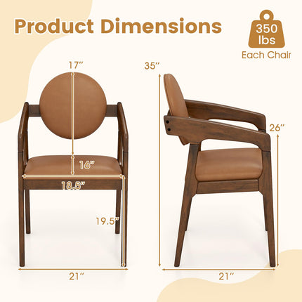 Dreamade Set of 2/4 Wooden Dining Chair PU Leather Upholstered Armchairs