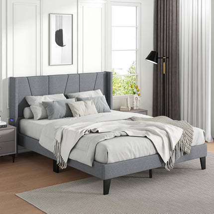 Dreamade Queen/Full SizeBed Frame with Wingback Headboard