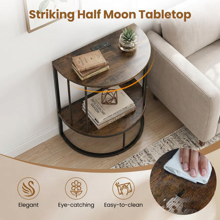 Dreamade Half Moon Console Table with Outlets