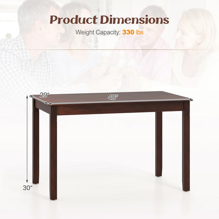 Dreamade Dining Table for 4 People, 48” x 29” Kitchen Table with Wood Legs, Rectangular Dinner Table for Small Space