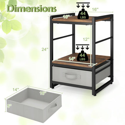 Dreamade Industrial Nightstand with Storage Drawer for Bedroom
