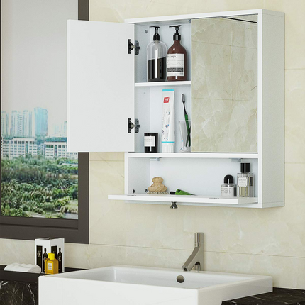 Dreamade Bathroom Cabinet Wall Mounted Mirrored Storage Organizer