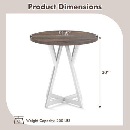 Dreamade 31.5" Small Round Dining Table for 2-4 with Crossed Metal Legs Load 220Lbs
