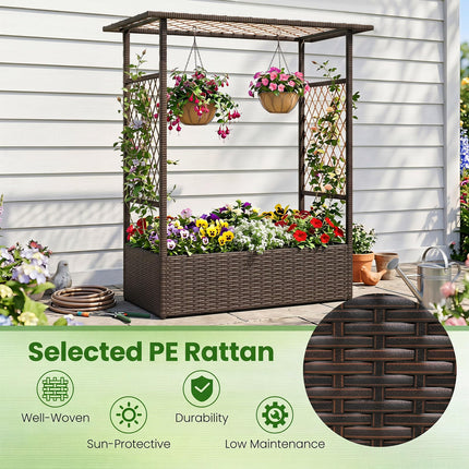 Dreamade Raised Garden Bed with Trellis & Hanging Roof