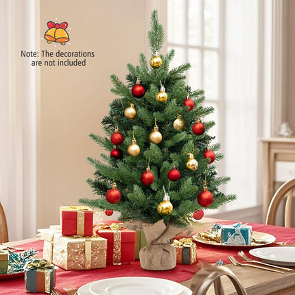 Dreamade 2ft Pre-Lit Tabletop Christmas Tree, Small Artificial Spruce Tree w/ 35 LED Lights