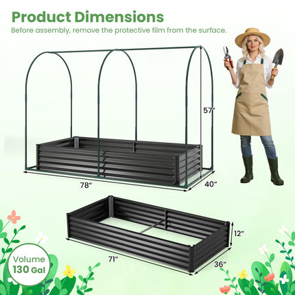 Dreamade 6x3x1 FT Galvanized Raised Garden Bed with Greenhouse Cover