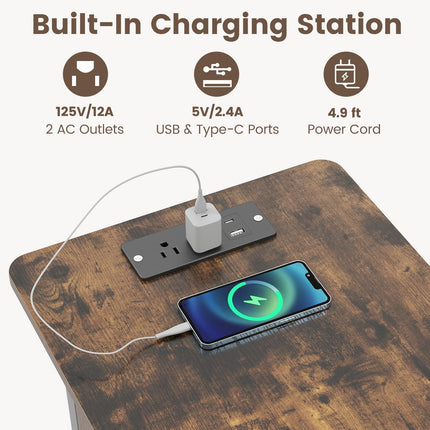 Dreamade End Table | Flip Top Bedside Night Stand w/USB & Type-C Ports (1/2)