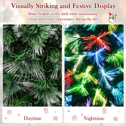 Dreamade 3 FT Pre-Lit Fiber Optic Christmas Tree with Slow-Flashing Multicolored Optical Fibers