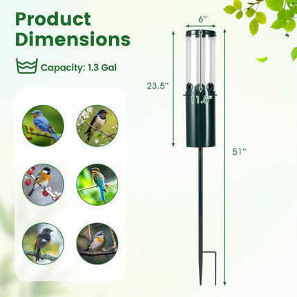Dreamade 10 LBS Large Capacity Squirrel Proof Bird Feeder with Pole Mount and Baffle