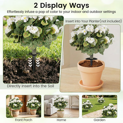 Dreamade 22.5” Artificial Begonia Ball Trees Set of 2 with Ground Spikes