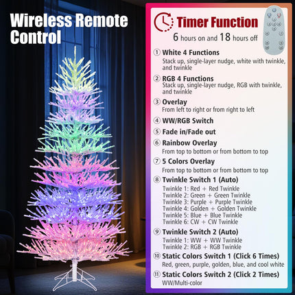 Dreamade 7ft Pre-Lit Artificial Christmas Tree with 923 Multicolored LED RGB Lights