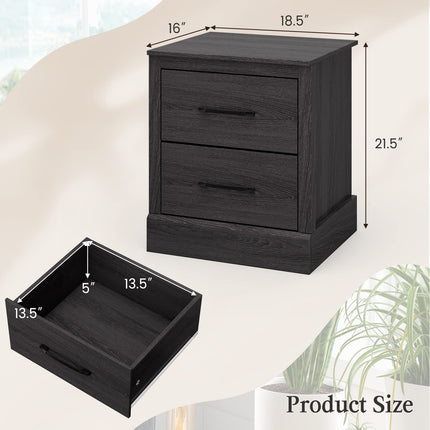 Dreamade Farmhouse Nightstand Set of 2, Wood Bedside Table with 2 Storage Drawers