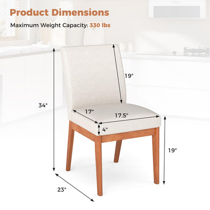 Dreamade Upholstered Dining Chairs Set of 2 or 4 Kitchen Armless Side Chair w/Rubber Wood Legs