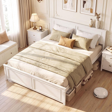 Dreamade Wood Queen/Full/Twin Size Farmhouse Solid Platform Bed