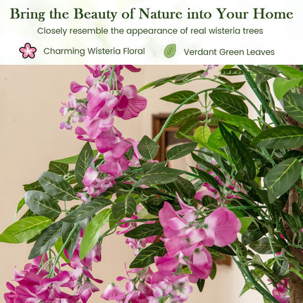 Dreamade 5.5FT Faux Wisteria Tree in Nursery Pot with Blooming Flowers
