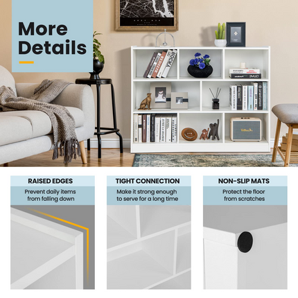 8 Cube Bookcase, Freestanding 3-Tier Open Bookshelf - Dreamade