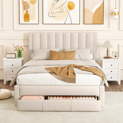 Dreamade Queen Size Bed Frame with Storage Drawer