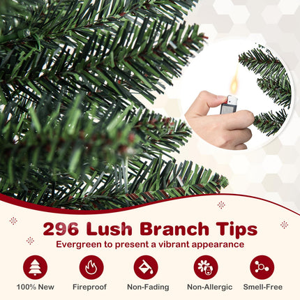 Dreamade 5ft Pre-Lit Pencil Christmas Tree, Artificial Slim Xmas Tree with 150 Warm-White LED Lights