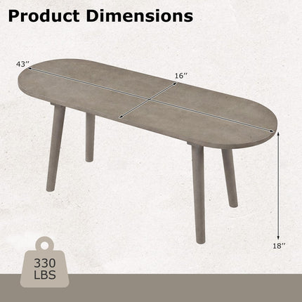 Dreamade 43 Inch Solid Wood Farmhouse Dining Bench Rustic Wooden Entryway Bench with Rubber Wood Legs