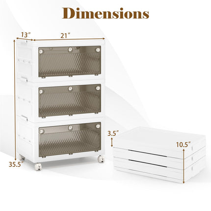Dreamade 33 Gal 3 Tier Stackable Storage Boxes with Wheels