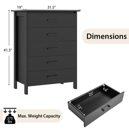 Dreamade 5-Drawer Dresser for Bedroom, 41.5" Storage Cabinet with 5 Drawers