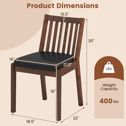Dreamade PU Leather Upholstered Kitchen Chairs w/Rubber Wood Frame Padded Seat