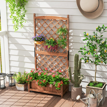 Dreamade 60” Wooden Planter Container with Drainage Holes Trellis