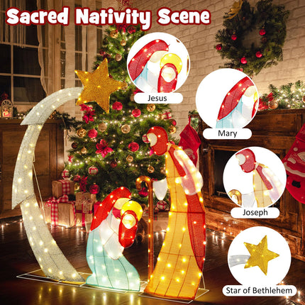 Dreamade 5 FT Christmas Nativity Set, Pre-Lit Nativity Scene w/ 140 Warm White LED Lights