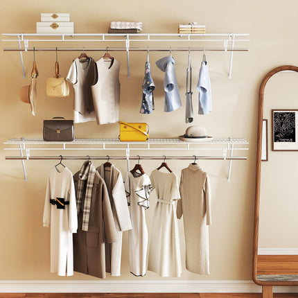 Dreamade 6 ft Wall Mounted Closet Shelf with Hanging Rod