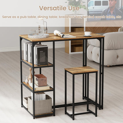 Dreamade 3-Piece Dining Table Set for 2 Bar-Height Kitchen Table with 2 Stools