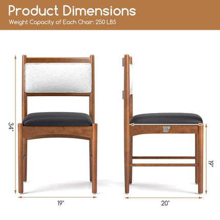 Dreamade Wooden Dining Chairs, Upholstered Kitchen Chairs w/Rubber Wood Frame & Faux Leather Padded Seat