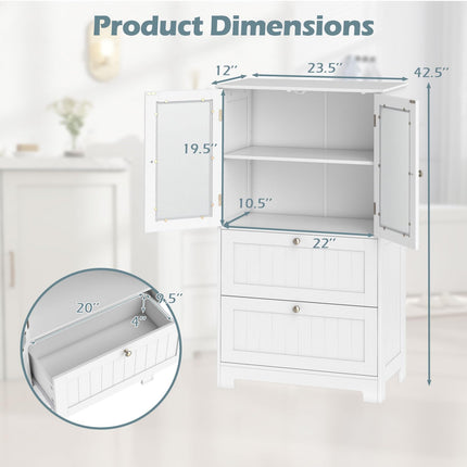 Dreamade Bathroom Tall Pantry Cabinet Storage Cabinet with 2 Large Drawers