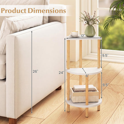 Dreamade 3-Tier Bamboo Round Side Table Set of 2