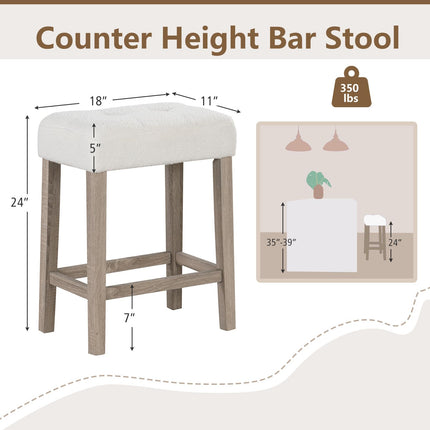 Dreamade Sherpa Bar Stools, 24" Counter Height Kitchen Bar Stools with Cushioned Seat