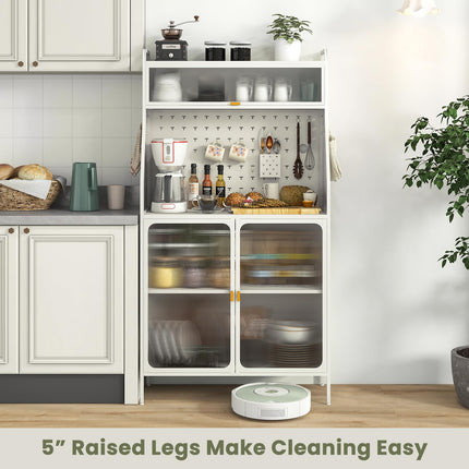 Dreamade Pantry Organizers and Storage, 63.5" H Kitchen Buffet Cabinet with Hutch, Pegboard