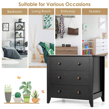 Dreamade Modern Simple Dresser 3-Drawers Chest with Solid Curved Legs
