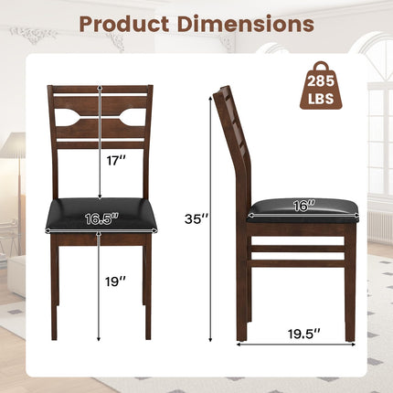 Dreamade Wooden Dining Chairs Set of 2/4 PU Leather Upholstered Kitchen Armless Chair